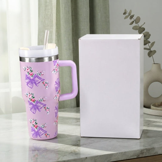Stanley Style Lavender Floral Print Tumbler - Drinkware