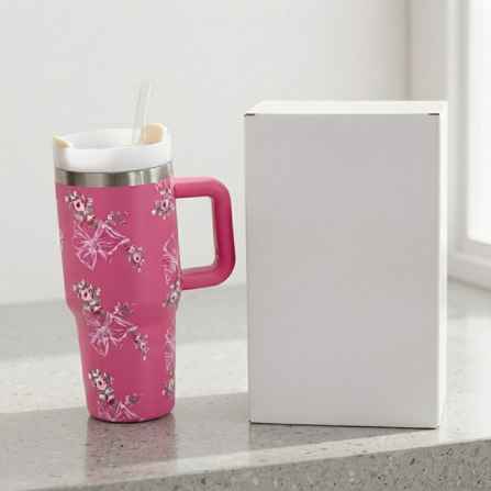 Stanley Style Floral Print Tumbler - Drinkware