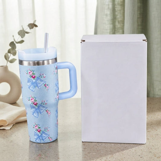 Stanley Style Blue Floral Print Tumbler - Drinkware