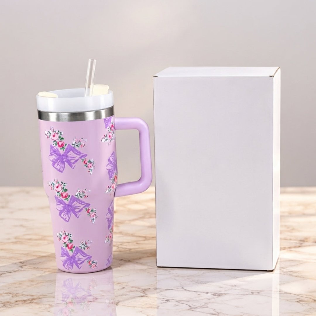 Stanley Style Lavender Floral Print Tumbler - Drinkware